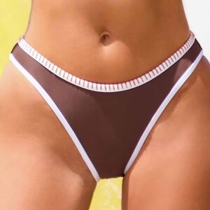 💝3 for $20💝Cupshe Brown Bikini Bottom with White Trim